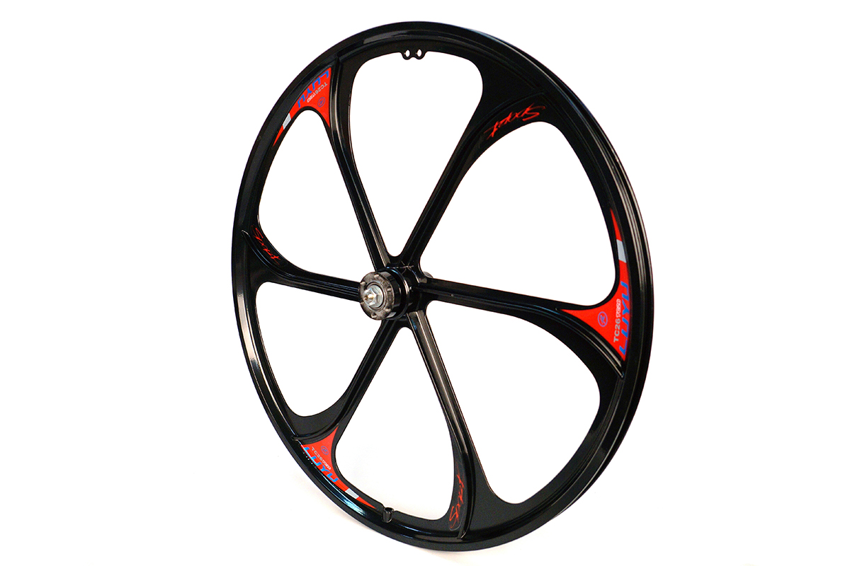 Колесо 26" MTB, литое, переднее, алюминиевое, 6 лопастей, черное, 110 мм Колесо 26" MTB, литое, переднее, алюминиевое, 6 лопастей, черное, 110 мм